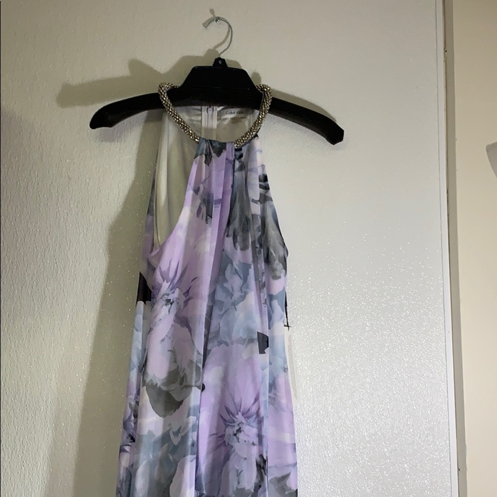 High neck long purple and blue CK dress NEW.